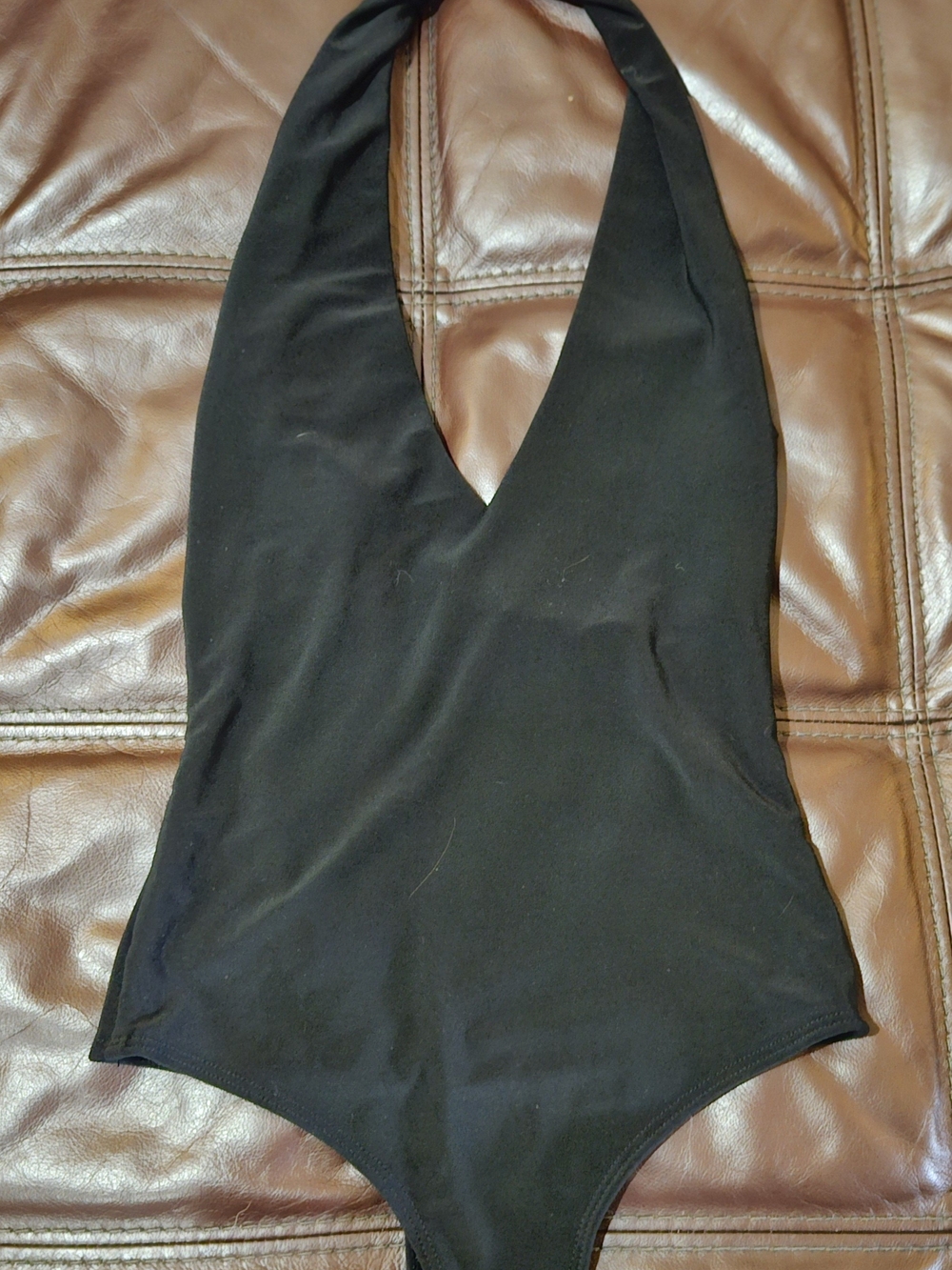 Fashion Jewelry Black Halter Bodysuit